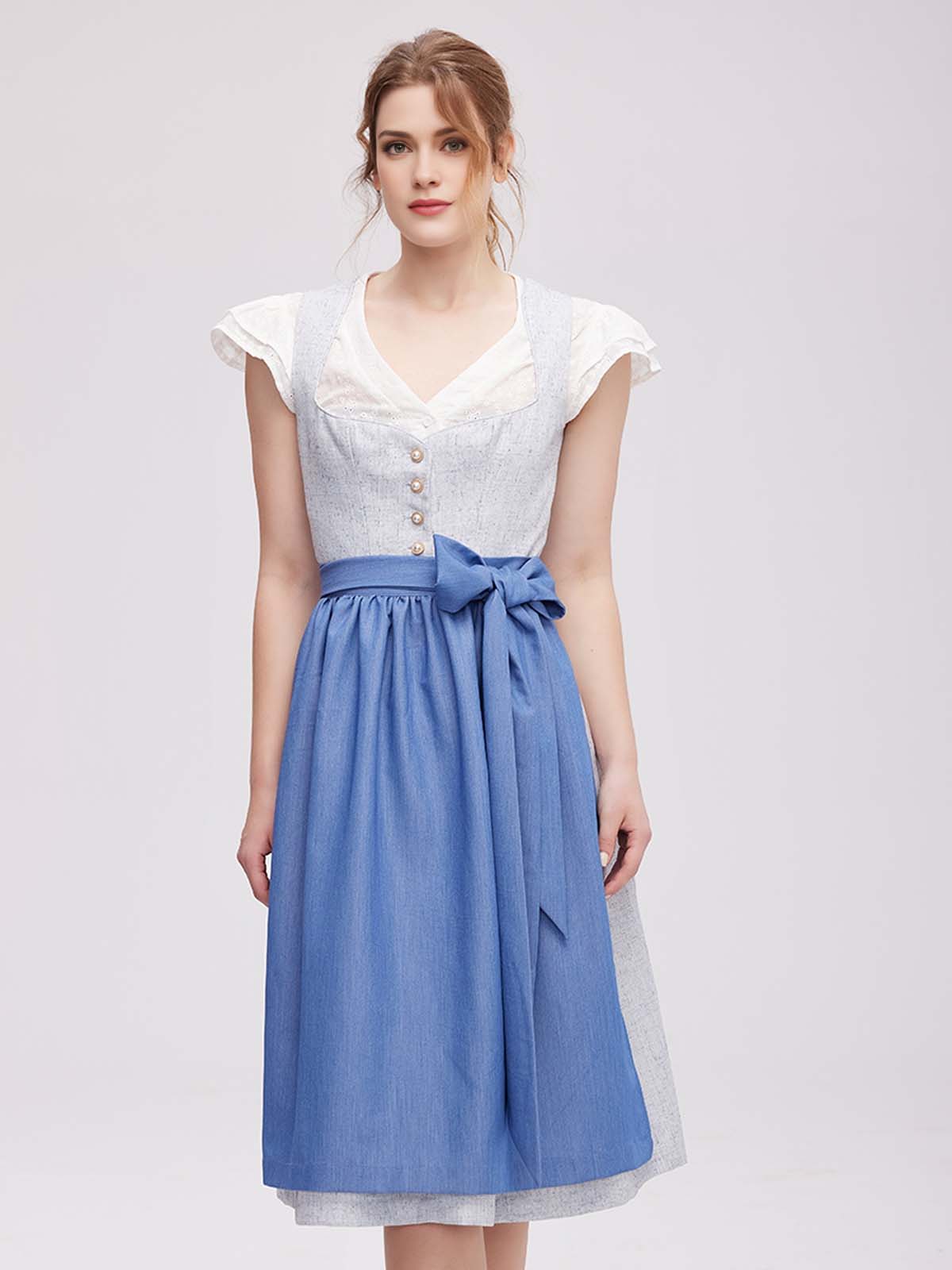 Modernes Dirndl in Blau mit femininem Schnitt
