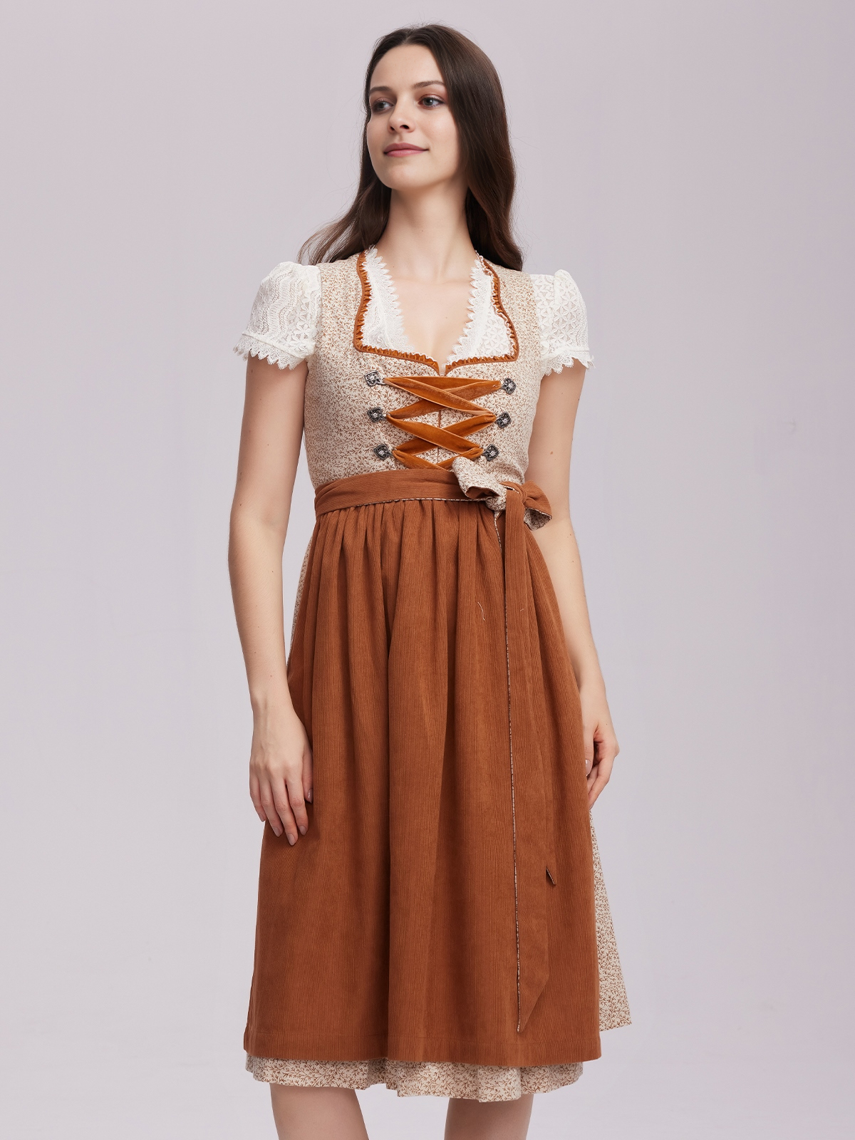 Modernes dunkelrot Dirndl mit schlanker Silhouette