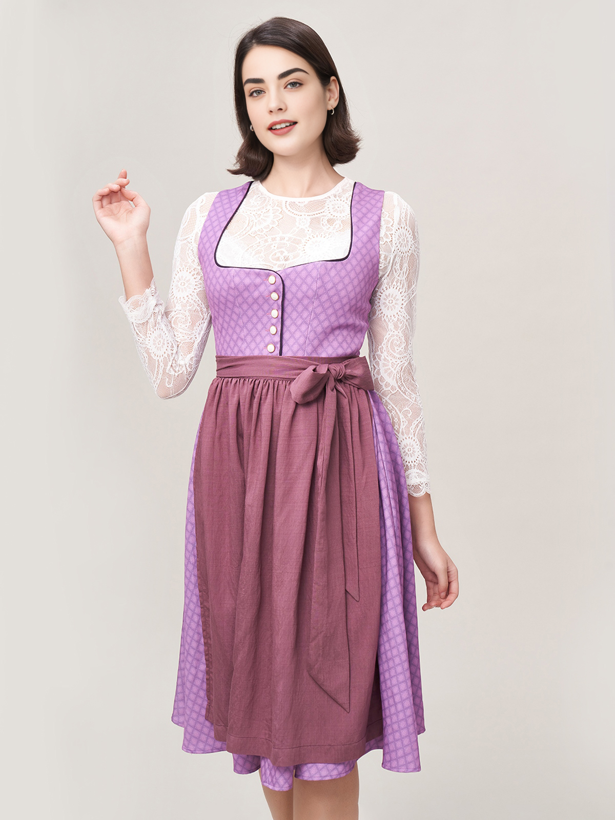 Dirndl Blau mit floralen Details