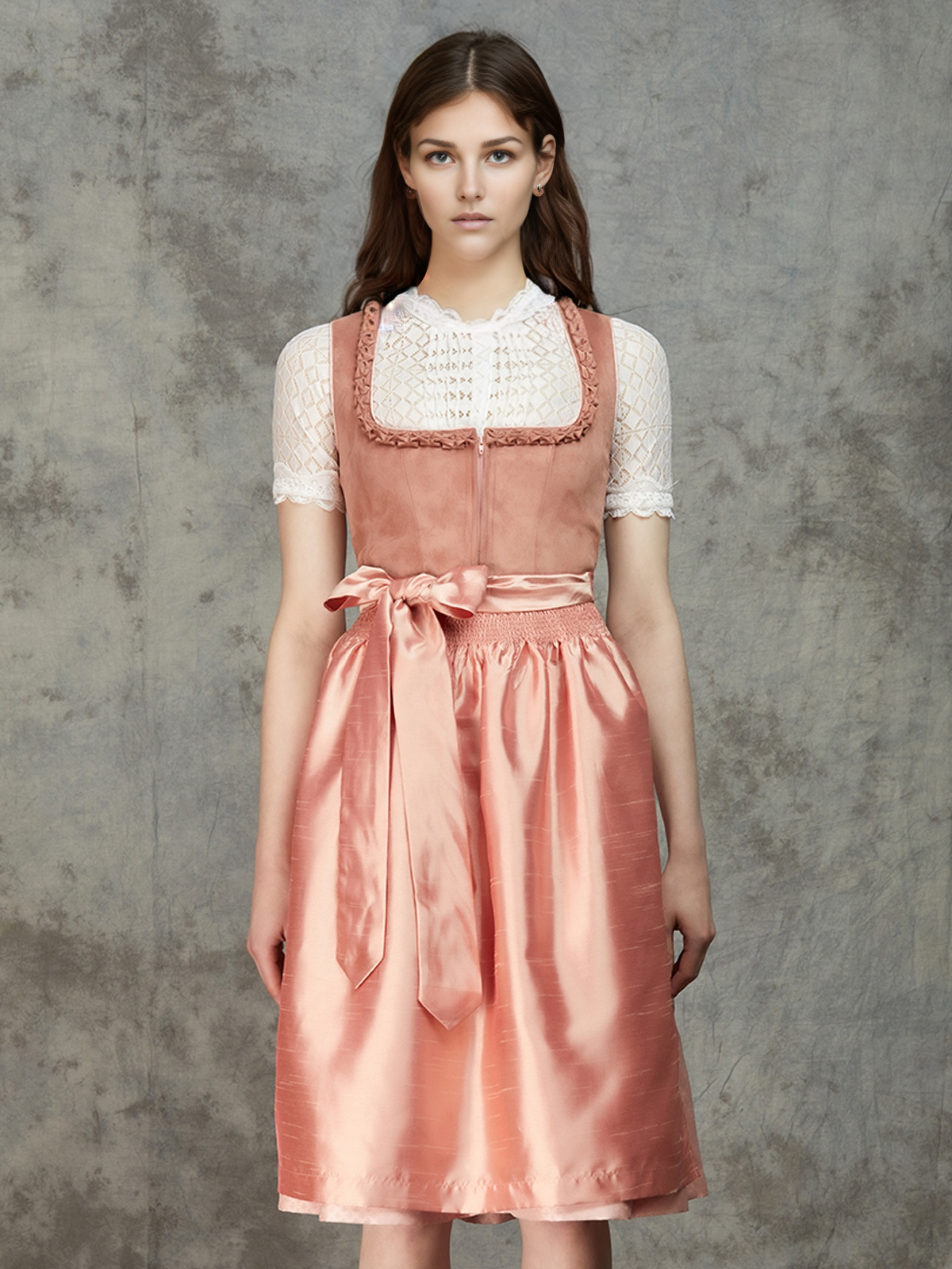 Graues Dirndlkleid mit modernem Schnitt