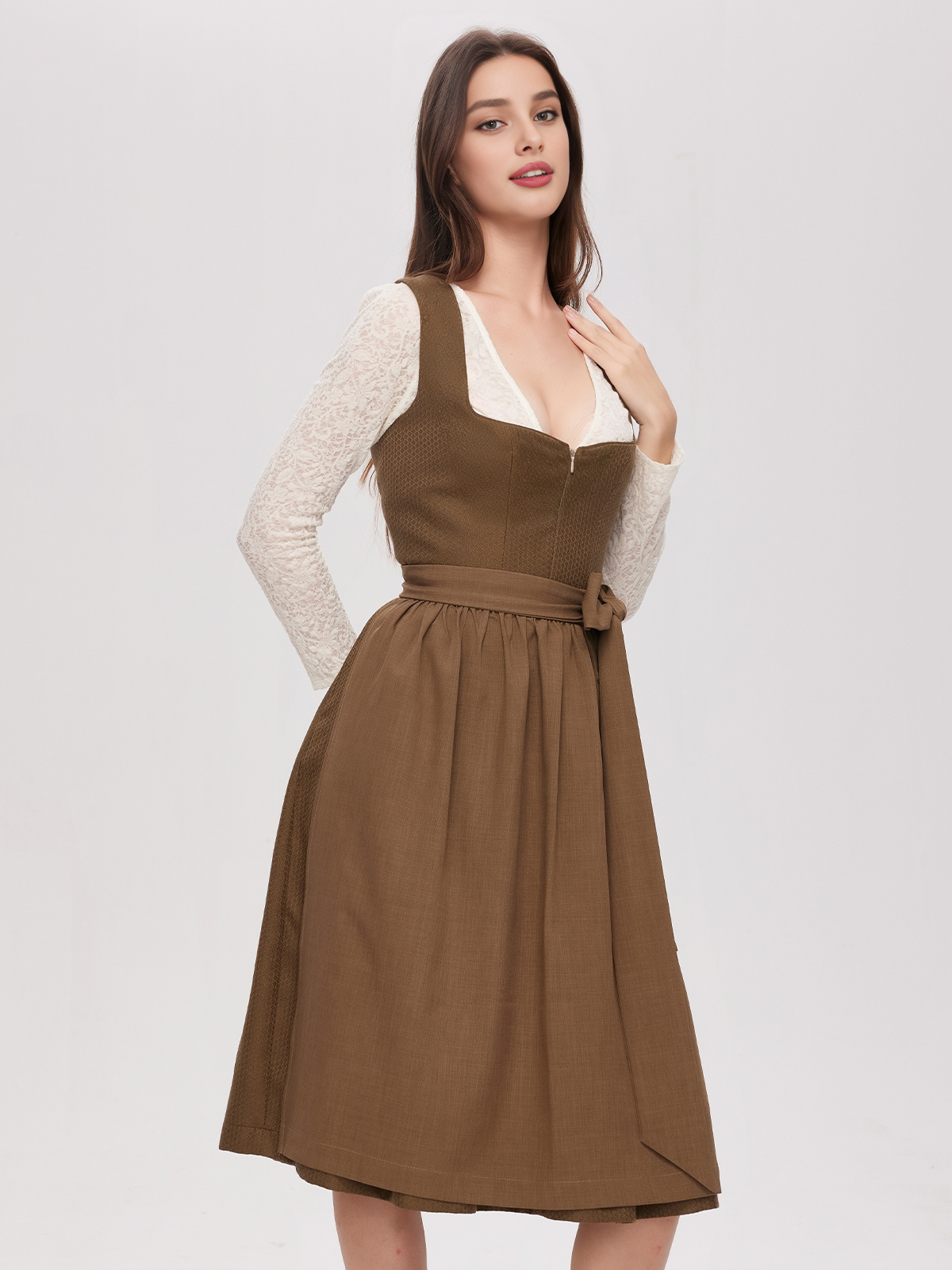 Samt Dirndl Rosa in Grün