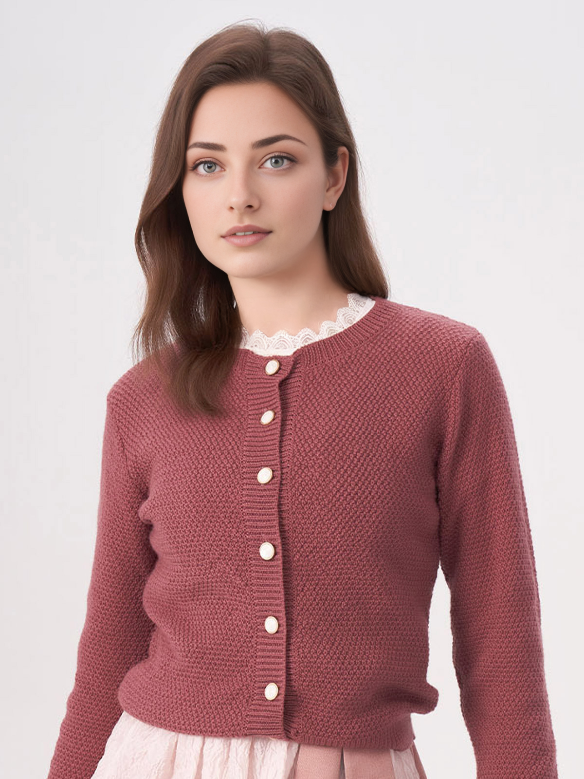 Dirndl samt dunkelblau mit moderner Frisur