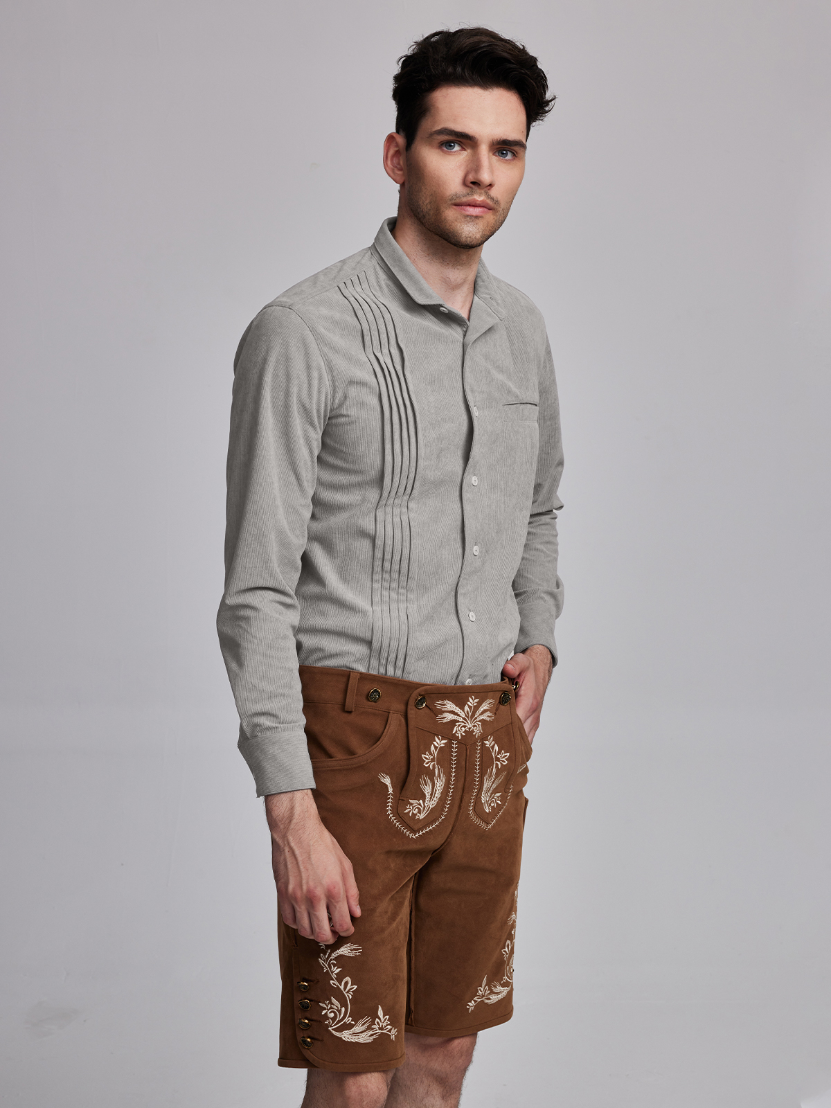 Dirndl Langarm mit grauer Bluse