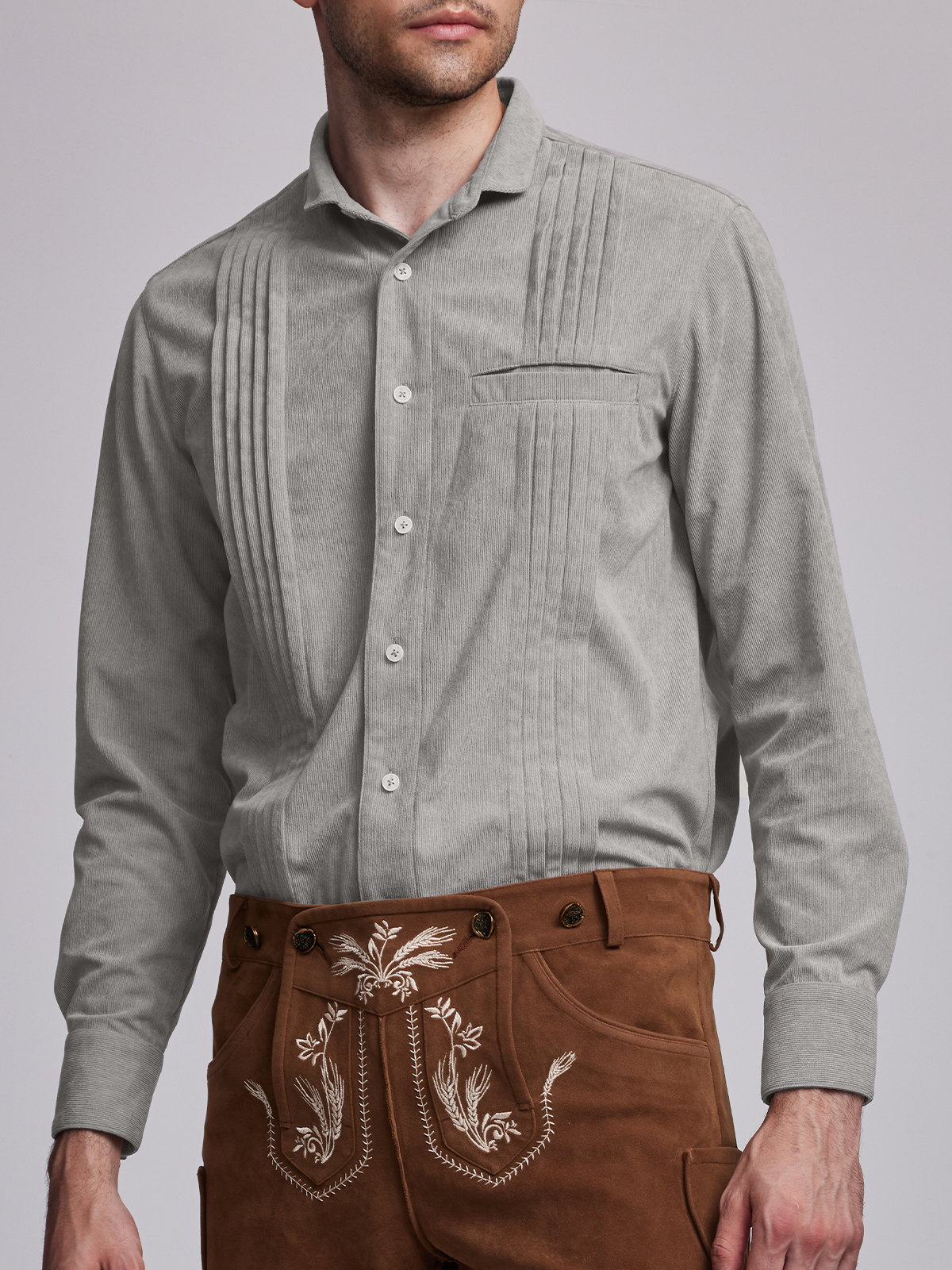 Moderne Dirndlbluse in Grau